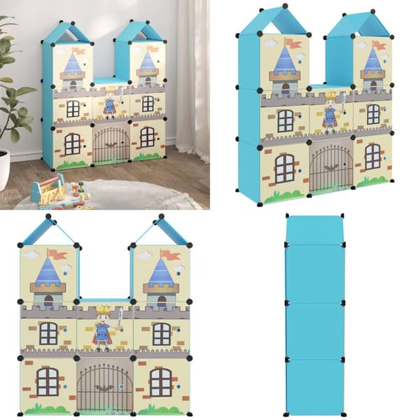 Säilytyskaappi lapsille 8 kuutiolla sininen PP - Varastokaappi - Varastokaapit - Home & Living