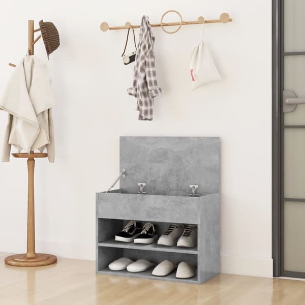 Skobænk 60x30x45 cm konstrueret træ betongrå - Skoreol - Skoreoler - Home & Living