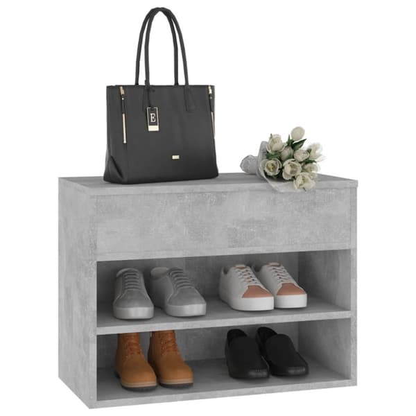 Skobænk 60x30x45 cm konstrueret træ betongrå - Skoreol - Skoreoler - Home & Living