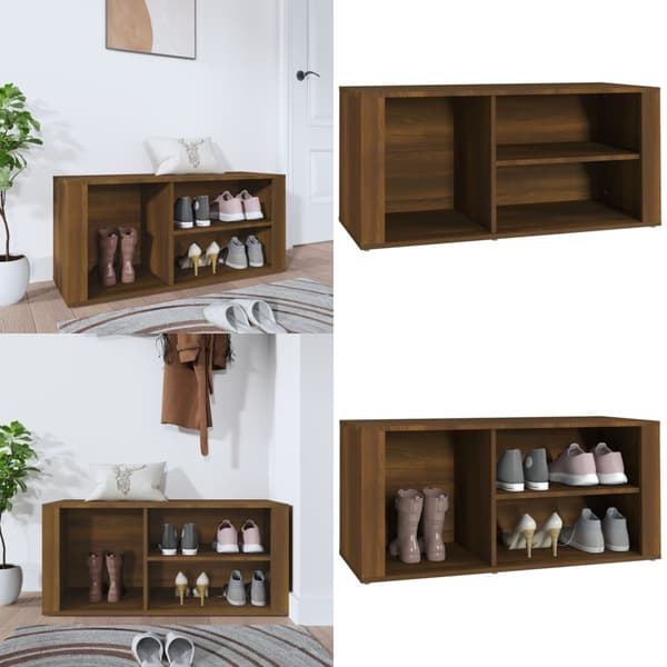 Kenkäkaappi ruskea tammi 100x35x45 cm tekninen puu - Kenkäkaappi - Kenkäkaapit - Home & Living