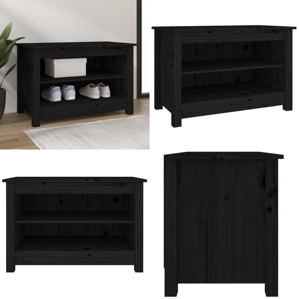 Skobänk svart 70x38x45,5 cm massiv furu - Skobänk - Skobänkar - Home & Living