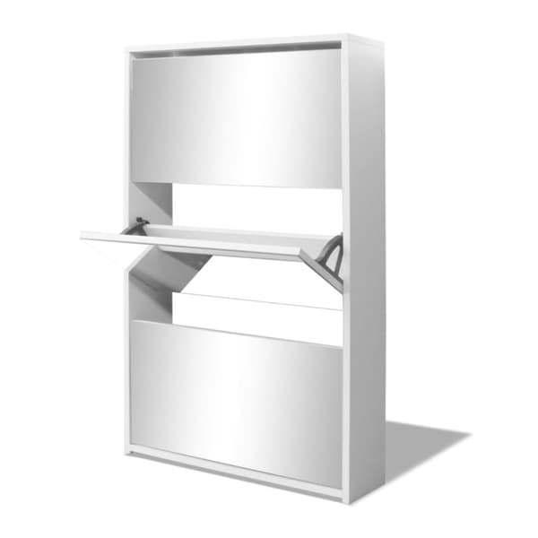 Skoskab 3 skuffer spejl 63 x 17 x 102,5 cm hvid - Skoskab - Skoskabe - Home & Living
