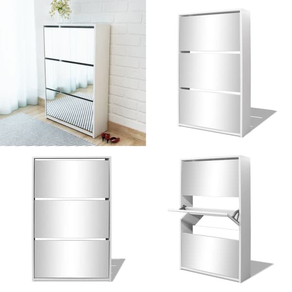 Skoskab 3 skuffer spejl 63 x 17 x 102,5 cm hvid - Skoskab - Skoskabe - Home & Living