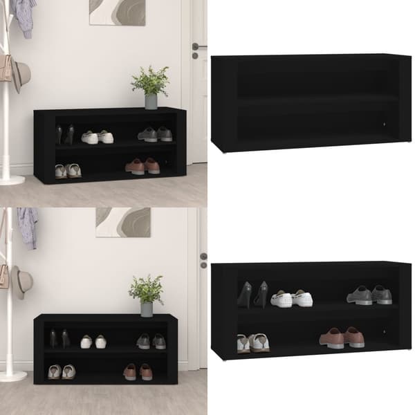 Skoreol 100x35x45 cm konstrueret træ sort - Skoreol - Skoreoler - Home & Living