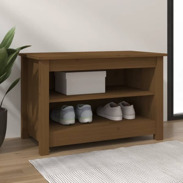 Kenkäkaappi hunajanruskea 70x38x45,5 cm täysi mänty - Kenkäpenkki - Kenkäpenkit - Home & Living