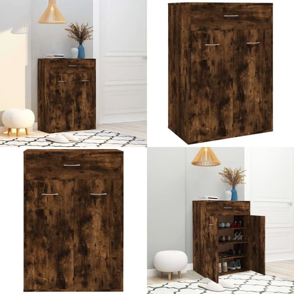 Skoskab 60x35x84 cm konstrueret træ røget egetræsfarve - Skoreol - Skoreoler - Home & Living
