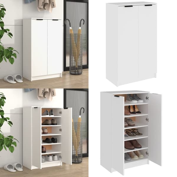 Skoskåp vit 59x35x100 cm konstruerat trä - Skohylla - Skohyllor - Home & Living