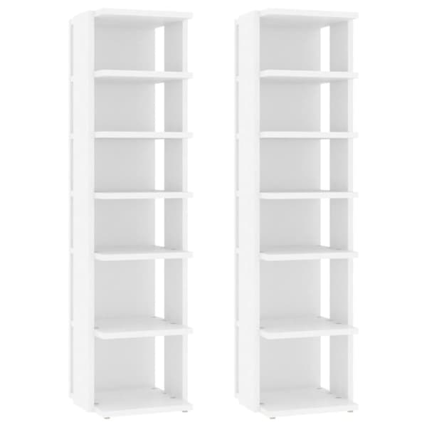 Skoskabe 2 stk. 27,5x27x102 cm konstrueret træ hvid - Skoreol - Skoreoler - Home & Living