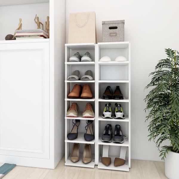 Skoskabe 2 stk. 27,5x27x102 cm konstrueret træ hvid - Skoreol - Skoreoler - Home & Living