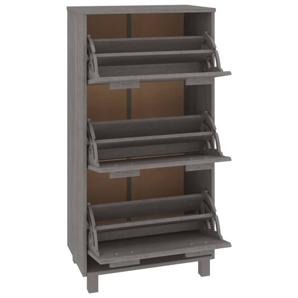 Skoskab HAMAR 59,5x35x117 cm massivt fyrretræ lysegrå - Skoskab - Skoskabe - Home & Living