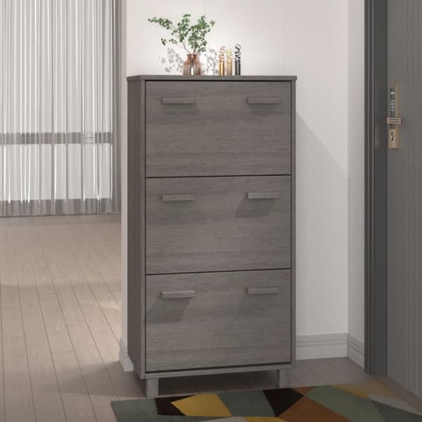 Skoskab HAMAR 59,5x35x117 cm massivt fyrretræ lysegrå - Skoskab - Skoskabe - Home & Living