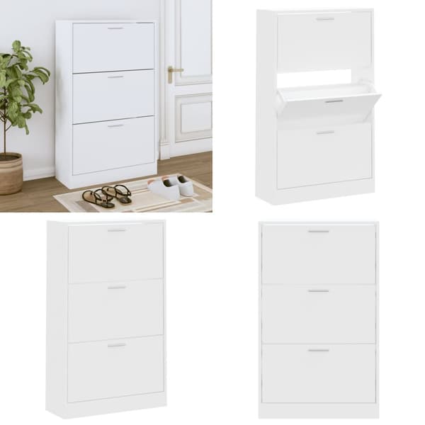 Skoskab 63x24x103 cm konstrueret træ hvid - Skoreol - Skoreoler - Home & Living