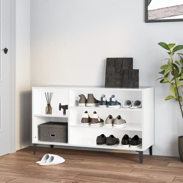 Skoreol 102x36x60 cm konstrueret træ hvid højglans - Skoreol - Skoreoler - Home & Living