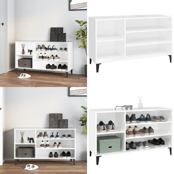 Skoreol 102x36x60 cm konstrueret træ hvid højglans - Skoreol - Skoreoler - Home & Living