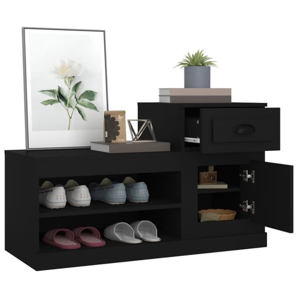 Skoskåp svart 100x42x60 cm konstruerat trä - Skohylla - Skohyllor - Home & Living