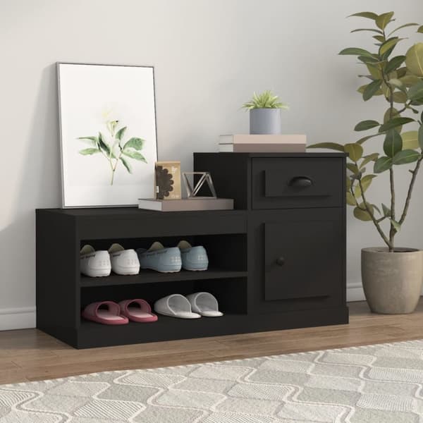 Skoskåp svart 100x42x60 cm konstruerat trä - Skohylla - Skohyllor - Home & Living