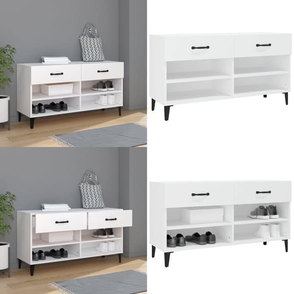 Skoreol 102x35x55 cm konstrueret træ hvid - Skoreol - Skoreoler - Home & Living