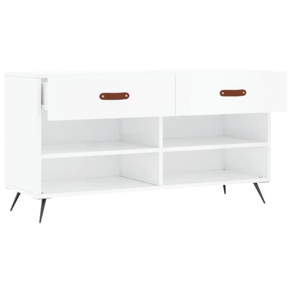 Skobänk vit högglans 102x35x55 cm konstruerat trä - Skobänk - Skobänkar - Home & Living