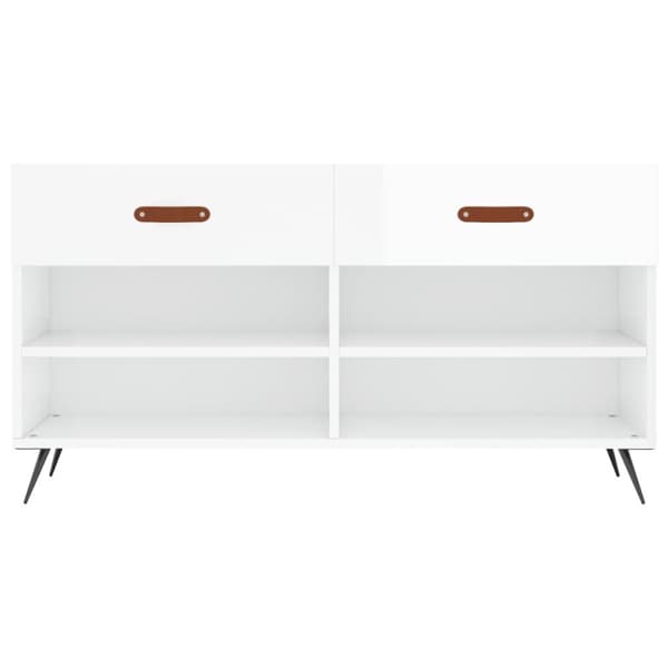Skobänk vit högglans 102x35x55 cm konstruerat trä - Skobänk - Skobänkar - Home & Living