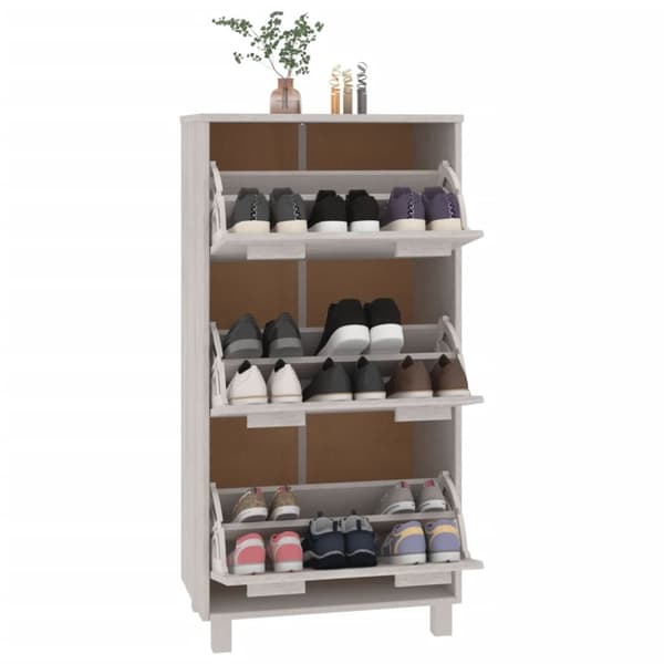 Skoskåp HAMAR vit 59,5x35x117 cm massiv furu - Skoskåp - Skoyhylla - Home & Living