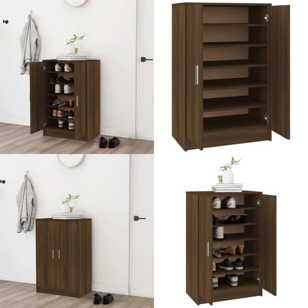 Skoskab 60x35x92 cm konstrueret træ brun egetræsfarve - Skoreol - Skoreoler - Home & Living