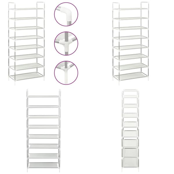 Skohylla med 8 hyllor metall och non-woven tyg silver - Skohylla - Skohyllor - Home & Living