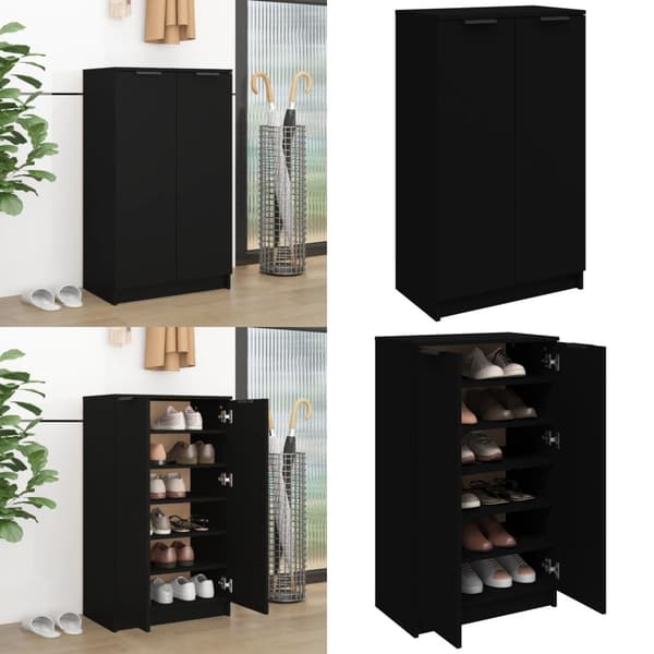 Skoskab 59x35x100 cm konstrueret træ sort - Skoreol - Skoreoler - Home & Living