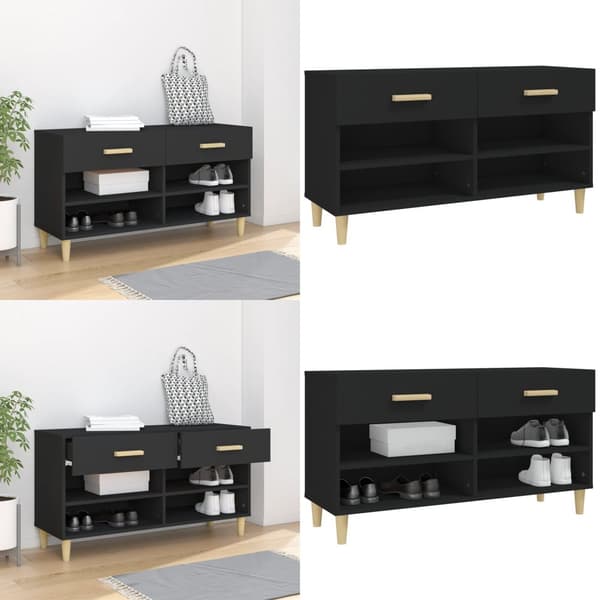 Skoreol 102x35x55 cm konstrueret træ sort - Skoreol - Skoreoler - Home & Living