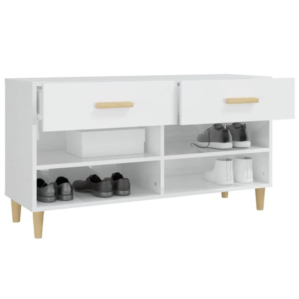 Skoskåp vit högglans 102x35x55 cm konstruerat trä - Skohylla - Skohyllor - Home & Living
