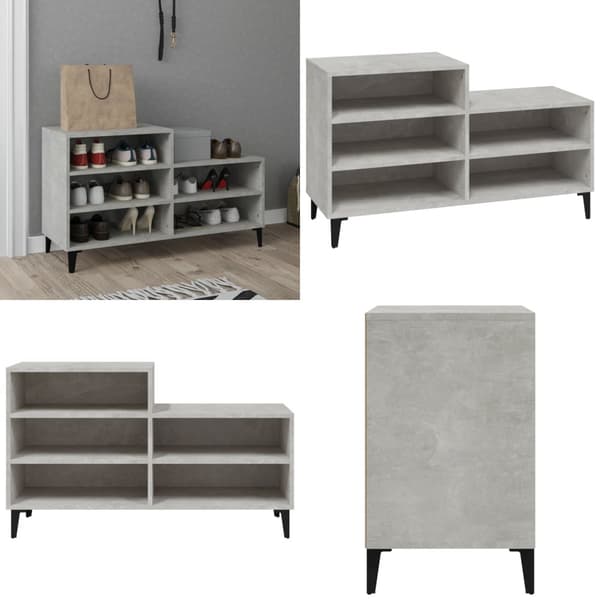 Kenkäkaappi betoninharmaa 102x36x60 cm tekninen puu - Kenkäteline - Kenkätelineet - Home & Living