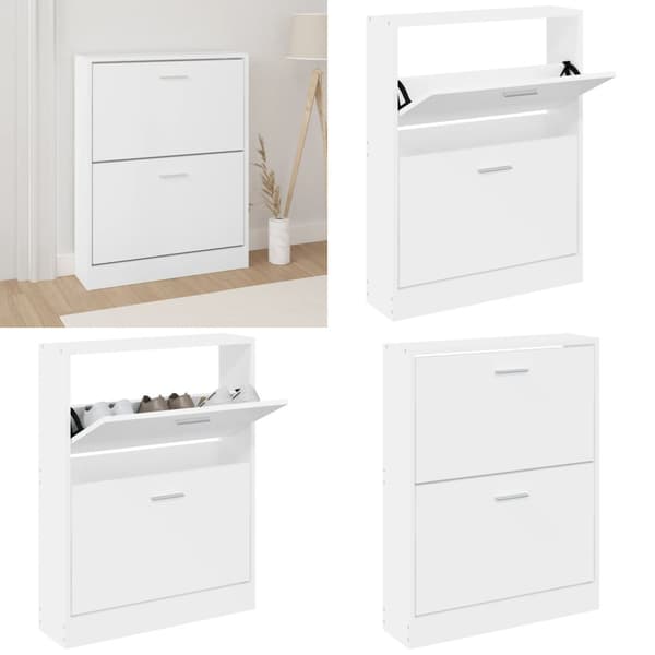 Skoskab 59x17x81 cm konstrueret træ hvid - Skoreol - Skoreoler - Home & Living