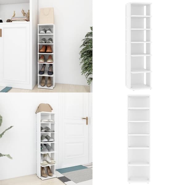 Skoskåp vit 27,5x27x102 cm konstruerat trä - Skohylla - Skohyllor - Home & Living