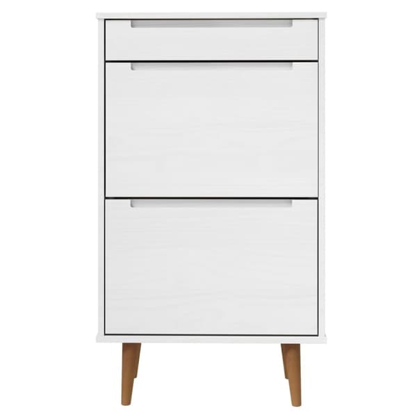 skoskab MOLDE 59,5x35x103 cm massivt fyrretræ hvid