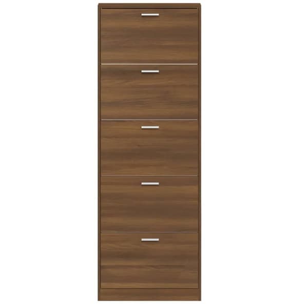 skoskab 59x17x169 cm konstrueret træ brun egetræsfarve