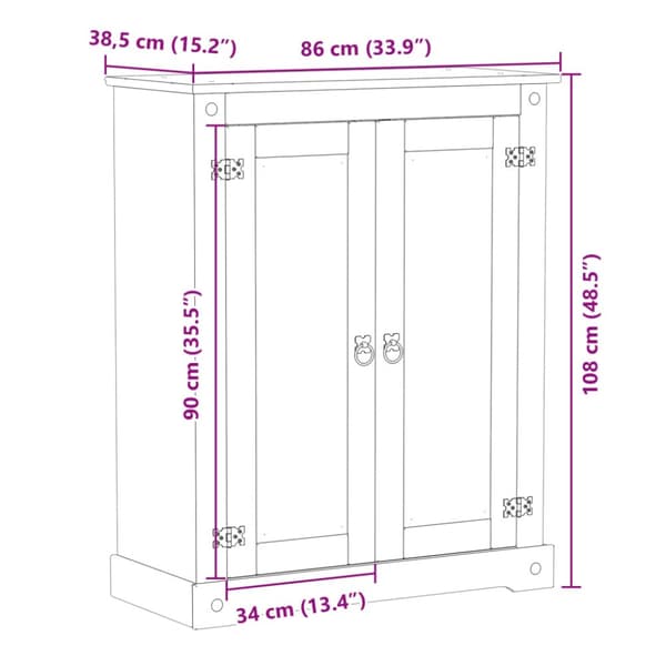 skoskab Corona 86x38,5x108 cm massivt fyrretræ