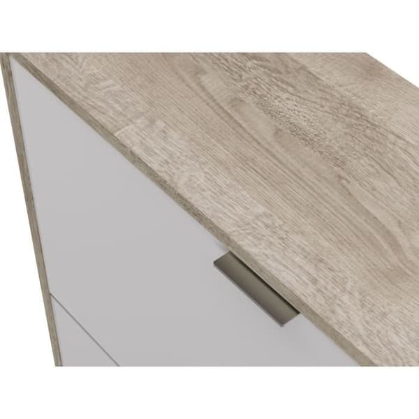 Skoskåp - 5 Dörrar - Ek och vit - 75x24x190 cm - Leona