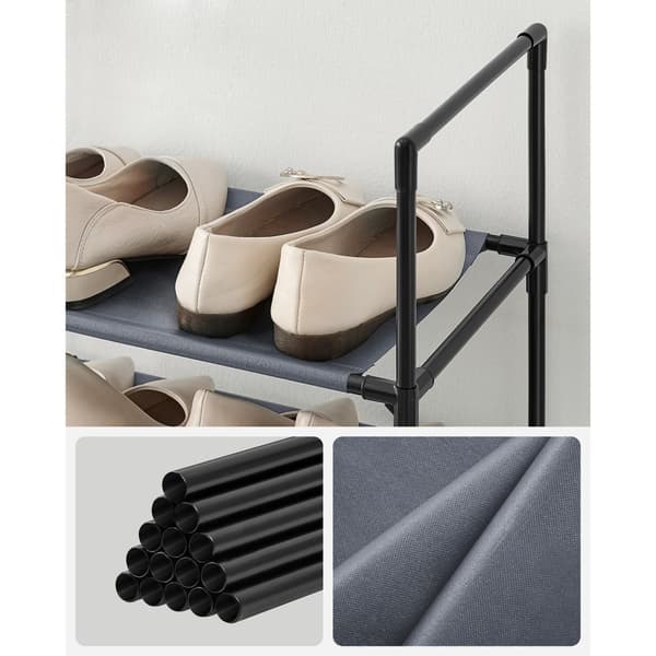 Rootz Grey kenkäteline - Säilytysteline - Kenkäteline - Kuitukangashyllyt - Metalliputket - Muoviset liittimet - Tilaa säästävä - Helppo koota - Kevyt