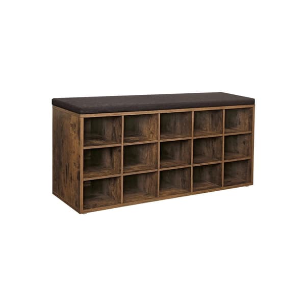 Rootz Vintage Brown Skobänk - Förvaringsbänk - Entrébänk - Spånskiva - Skum - 200 kg Max belastningskapacitet - 30 cm x 105 cm x 48 cm