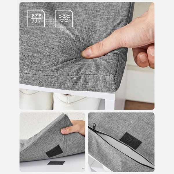 Rootz Skobænk Organizer - Entryway Opbevaringsbænk - Skostativ - Spånpladeskum - Hvid-Grå - 105 cm x 30 cm x 48 cm - 200 kg Max belastningskapacitet