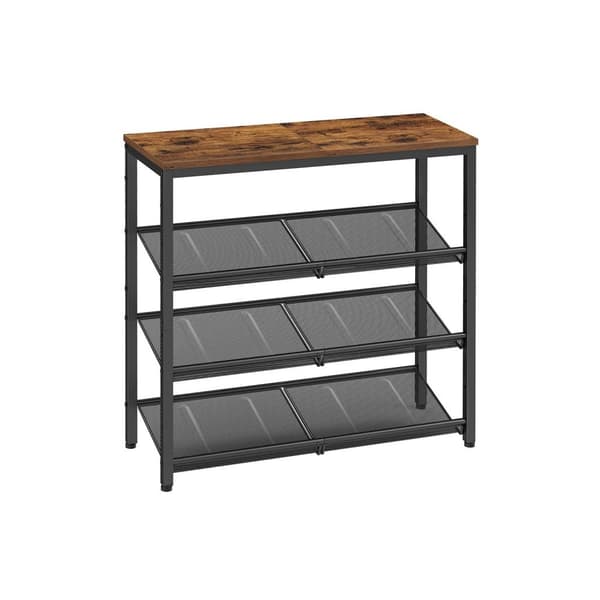 Rootz Vintage ruskea-musta kenkäteline - Säilytysjärjestelmä - Lastulevy teräs - 30 cm x 75 cm x 73 cm - Raskas - Helppo koota - Tilaa säästävä