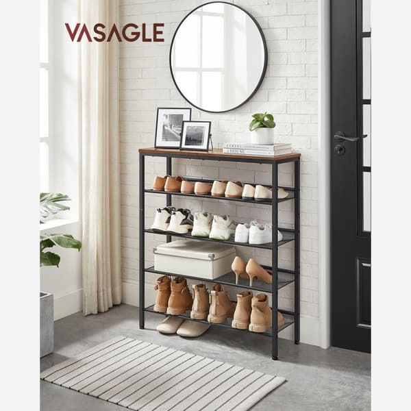 Rootz Vintage ruskea-musta kenkäteline - säilytysjärjestelmä - lastulevy teräs - 27 kg Kapasiteetti - 75 cm x 30 cm x 93 cm