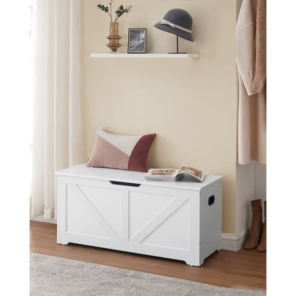 Rootz skobænk med sæde - Entrébænk - Opbevaringsbænk - Spånplademateriale - 40 cm x 100 cm x 46 cm - Mat hvid - 136 kg belastningskapacitet - Skoopbev