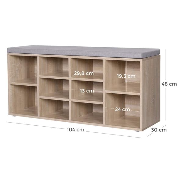 Rootz Shoe Bench - Skostativ - Skoorganisator - Pladsbesparende - Opbevaringsløsning - Alsidigt design - 104 cm x 30 cm x 48 cm