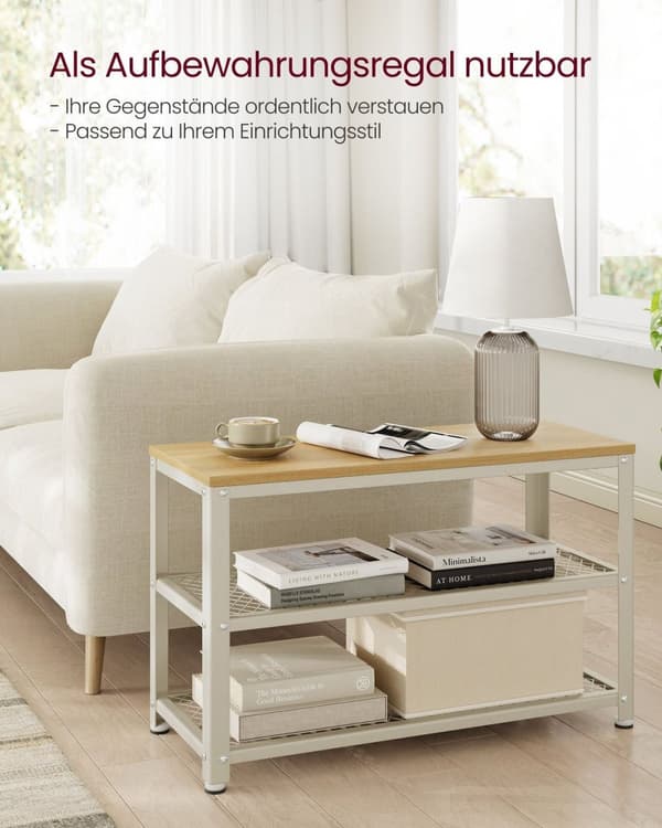 Rootz Skobænk Organizer - Entryway opbevaringsstativ - Spånplade stål - Eg Beige Classic White - 30 cm x 73 cm x 45 cm - Max belastning 90 kg - Nem mo