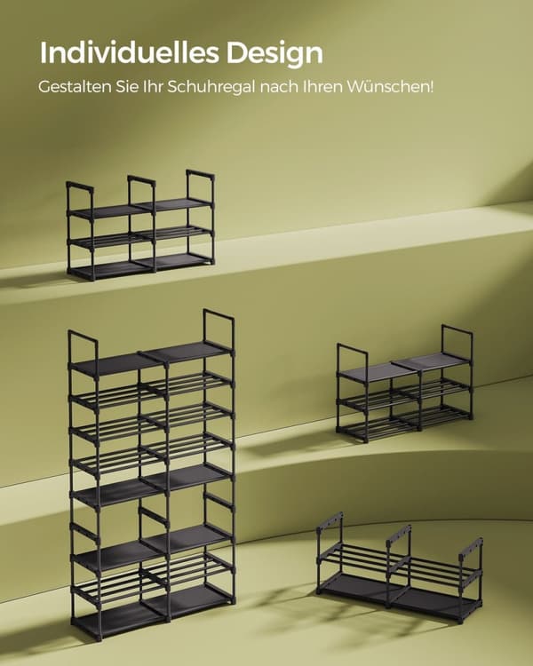 Rootz Skoställ Organizer - Förvaringsställ - Skoställ - Stålram - Hyllor i non-woven tyg - PP plastkontakter - 29,5 cm x 86,9 cm x 157,6 cm - Bläck Sv