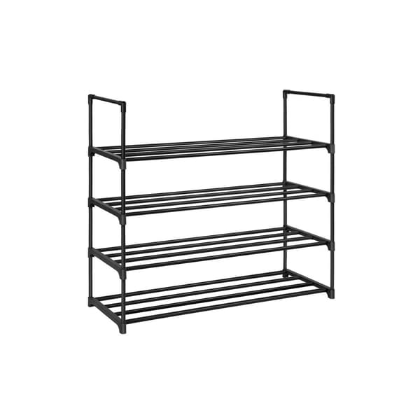 Rootz 2-lags skostativ - Sort skoholder - Metalskohylde - Skoopbevaring i plast - 30 cm x 92 cm x 74 cm - Max 40 kg kapacitet