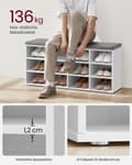 Miniatyrbillede 4 af 9: Rootz skobænk med opbevaring - Entryway Organizer - Klassisk hvid - Spånplade - Skum - Imiteret linnedbetræk - 30,3 cm x 78,5 cm x 48 cm - 136 kg Max