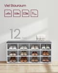 Miniatyrbillede 5 af 9: Rootz skobænk med opbevaring - Entryway Organizer - Klassisk hvid - Spånplade - Skum - Imiteret linnedbetræk - 30,3 cm x 78,5 cm x 48 cm - 136 kg Max