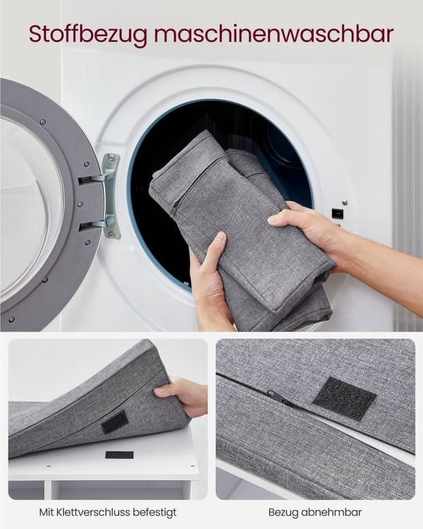 Rootz skobænk med opbevaring - Entryway Organizer - Klassisk hvid - Spånplade - Skum - Imiteret linnedbetræk - 30,3 cm x 78,5 cm x 48 cm - 136 kg Max