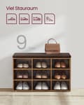 Pikkukuva 5 / 9: Rootz Vintage Brown kenkäpenkki säilytystilalla - Ottomaanit - Sisääntulopenkki - Lastulevyrakenne - Vaahtomuovipehmuste - Pellavakuori - 30,3 cm x 78